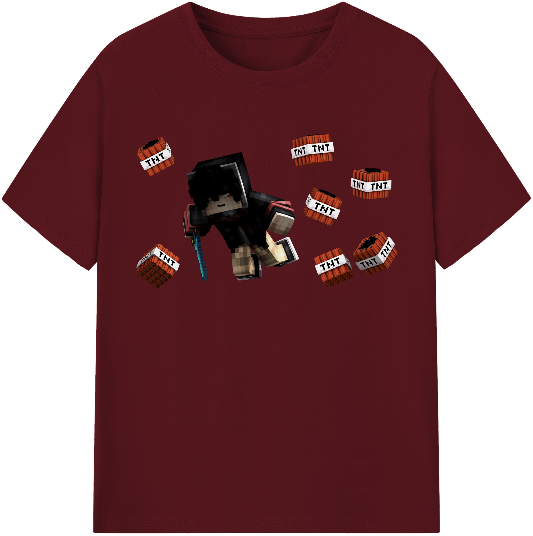 （画像用） マインクラフト ブロックの世界 Minecraft MC Block world 綿100％半袖Tシャツ（フロントプリント）